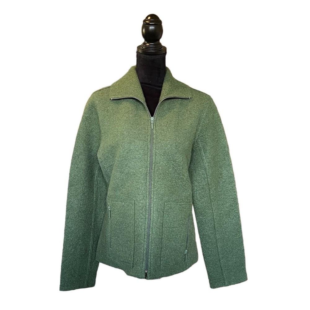 Alexandra Bartlett Womans Large Green 100% Wool Full Zip Jacket